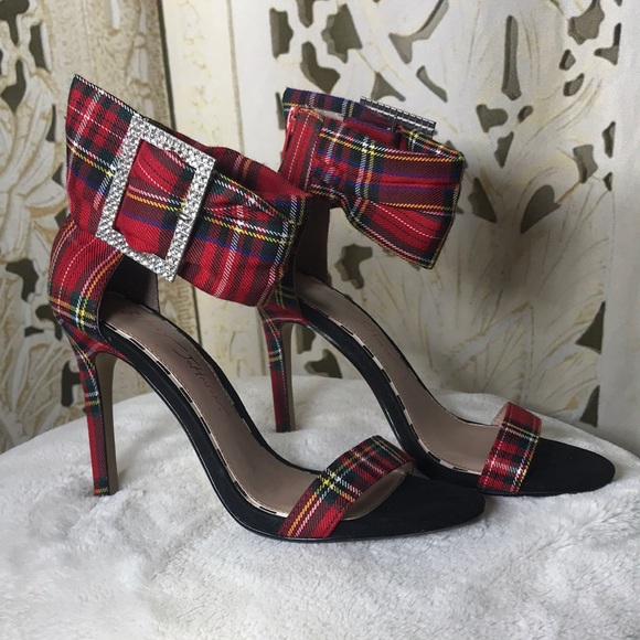 Betsey Johnson Women's Red Plaid Heels - Picture 3 of 6